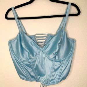 Light Blue Satin Corset Top
